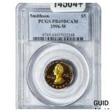 1996W 1/4oz Gold Commemorative $5-Smithson. PR69