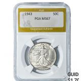 1943 Walking Liberty Half Dollar PGA MS67