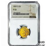 1857-S $3 Gold Piece NGC F12