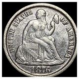 1876-CC Silver Dime CHOICE AU