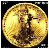 1907 High Relief $20 Gold Double Eagle GEM BU