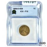 1909-S VDB Wheat Cent ICG F15