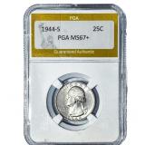 1944-S Washington Silver Quarter PGA MS67+
