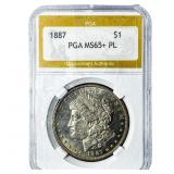 1887 Morgan Silver Dollar PGA MS65+ PL