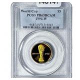 1994W 1/4oz Gold Commemorative $5-World Cup PR69