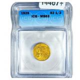 1929 $2.50 Gold Quarter Eagle ICG MS63