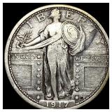 1917 Type 1 Silver Standing Liberty Quarter  CLOS