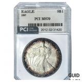 1997 Silver Eagle PCI MS70