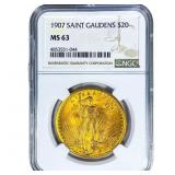 1907 $20 Gold Double Eagle NGC MS63