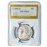 1942-D Walking Liberty Half Dollar PGA MS65