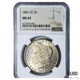 1881-CC Morgan Silver Dollar NGC MS63