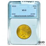 1913-S $10 Gold Eagle NNC MS64
