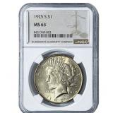 1925-S Silver Peace Dollar NGC MS63