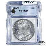 1878-CC Morgan Silver Dollar ICG MS64