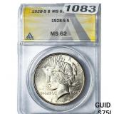1928-S Silver Peace Dollar ANACS MS62