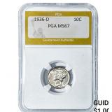 1936-D Mercury Silver Dime PGA MS67
