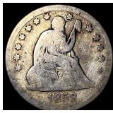 1858-O Silver Seated Liberty Quarter NICELY  CIRC