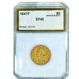1847/7 $5 Gold Half Eagle PCI EF45 Breen 6570