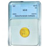 1927 $2.50 Gold Quarter Eagle NNC MS65