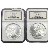 [2] 1991-2000 Silver Eagle NGC MS69