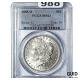 1885-O Morgan Silver Dollar PCGS MS63