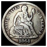 1864-S Silver Seated Liberty Dime LIGHTLY  CIRCUL