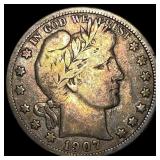 1907-D Silver Barber Half Dollar NICELY CIRCULATED