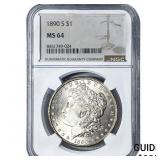 1890-S Morgan Silver Dollar NGC MS64