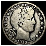 1913-D Silver Barber Half Dollar NICELY  CIRCULAT