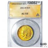 1911-S $10 Gold Eagle ANACS AU53