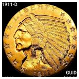 1911-D $5 Gold Half Eagle UNCIRCULATED