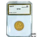 1847/7 $5 Gold Half Eagle PCI EF45 Breen 6570