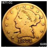1871-CC $5 Gold Half Eagle NICELY CIRCULATED