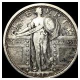 1917 Type 1 Silver Standing Liberty Quarter  CLOS