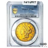 1851 $20 Gold Double Eagle PCGS AU55