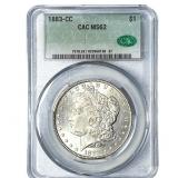 1883-CC Morgan Silver Dollar CAC MS62