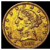 1901-S Liberty Head Half Eagle $5 Gold HIGH  GRAD