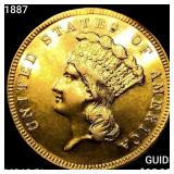 1887 $3 Gold Piece UNCIRCULATED PL