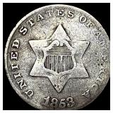 1853 Silver Three-Cent Piece LIGHTLY CIRCULATED
