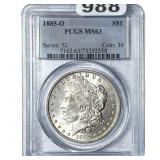 1885-O Morgan Silver Dollar PCGS MS63