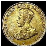 1918 Straits Settlements Silver 10 Cents CHOICE BU