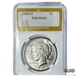 1934-D Silver Peace Dollar PGA MS63
