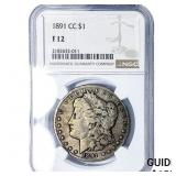 1891-CC Morgan Silver Dollar NGC F12