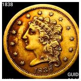 1838 $2.50 Gold Quarter Eagle CHOICE AU