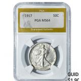 1917 Walking Liberty Half Dollar PGA MS64