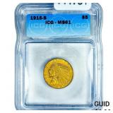 1915-S $5 Gold Half Eagle ICG MS61