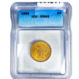 1895 $5 Gold Half Eagle ICG MS65