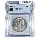 1936-D Walking Liberty Half Dollar ICG MS67
