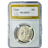 1945 Walking Liberty Half Dollar PGA MS67+