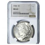 1926 Silver Peace Dollar NGC MS63